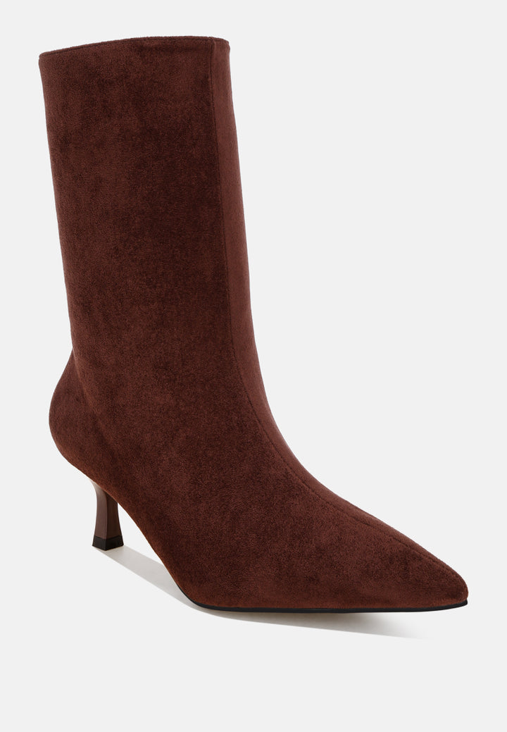 Bumbles Kitten Heel Pointed Toe Boots#color_brown-suede