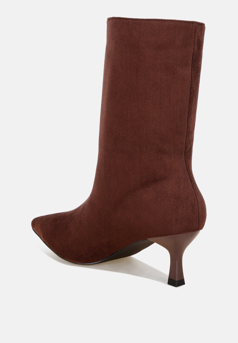 Bumbles Kitten Heel Pointed Toe Boots#color_brown-suede