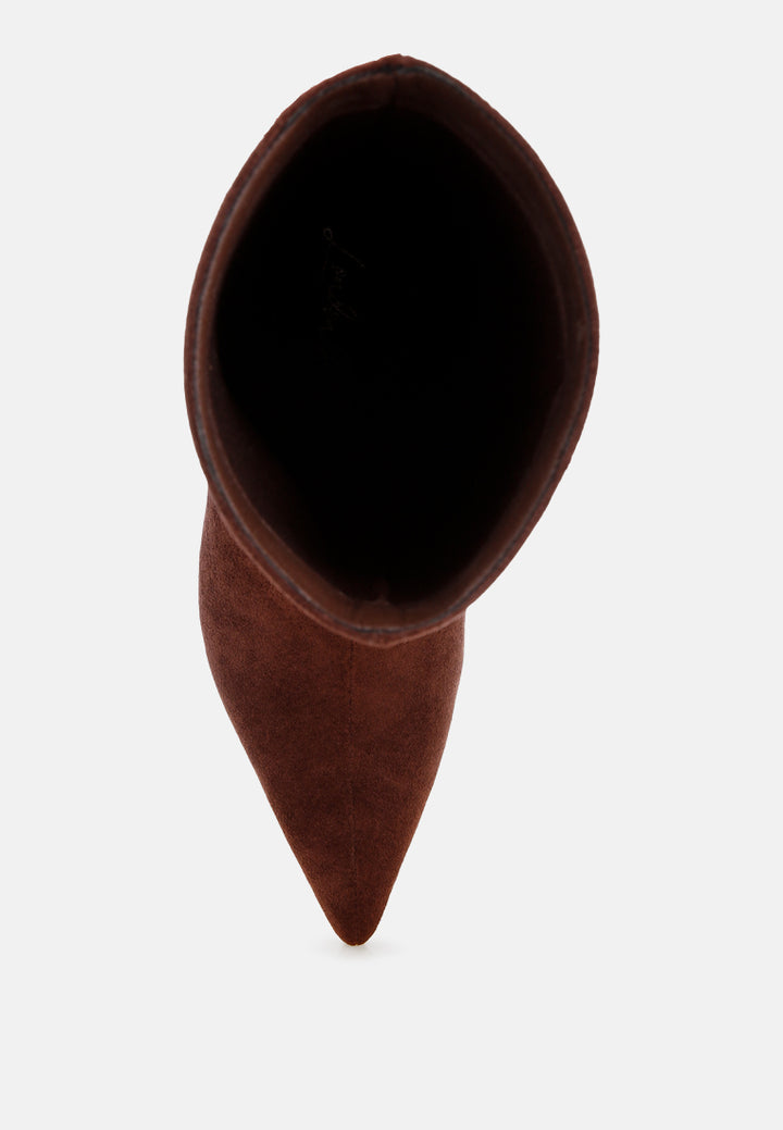 Bumbles Kitten Heel Pointed Toe Boots#color_brown-suede