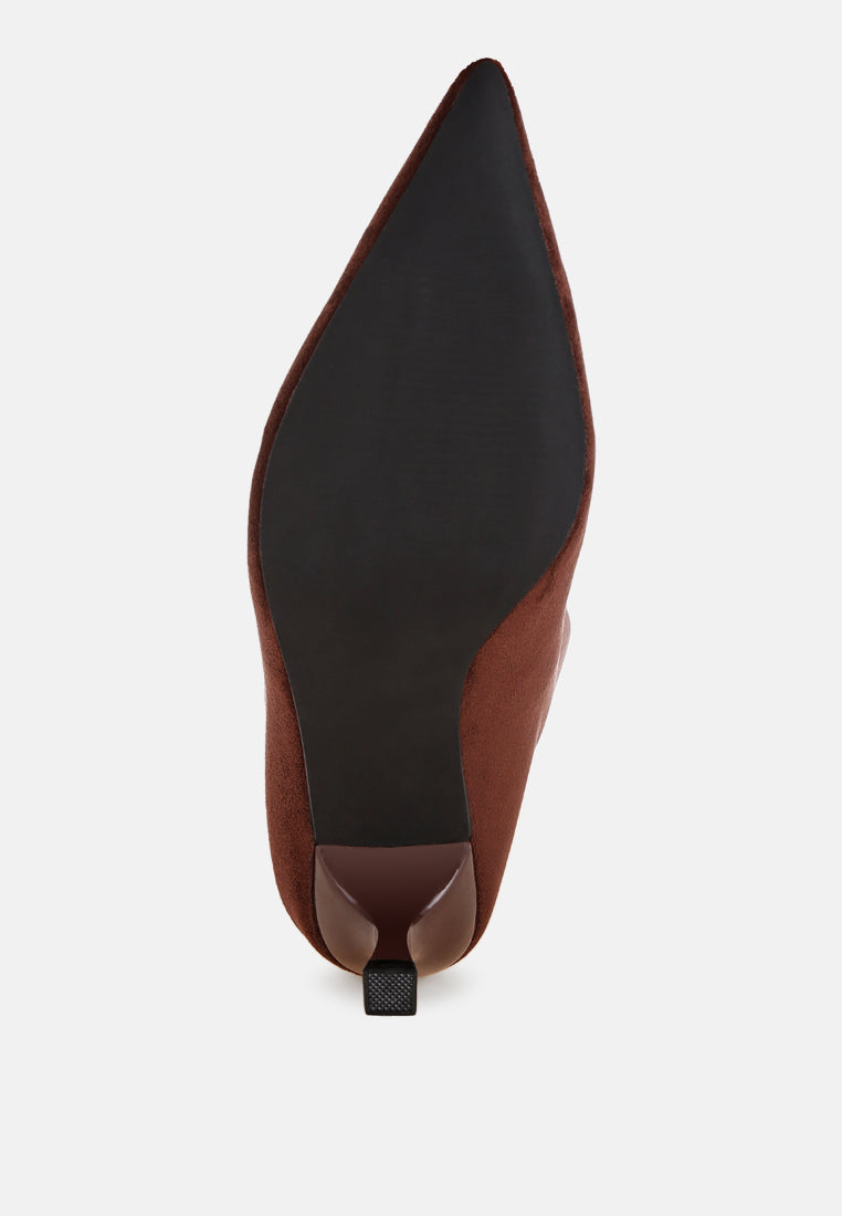 Bumbles Kitten Heel Pointed Toe Boots#color_brown-suede