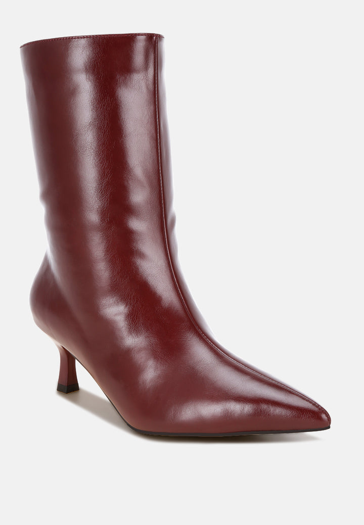 Bumbles Kitten Heel Pointed Toe Boots#color_burguday-smooth