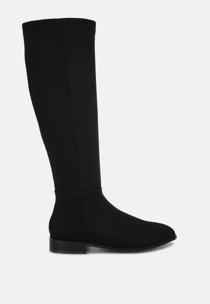 Quartet Low Heel Knee High Boots#color_black-suede