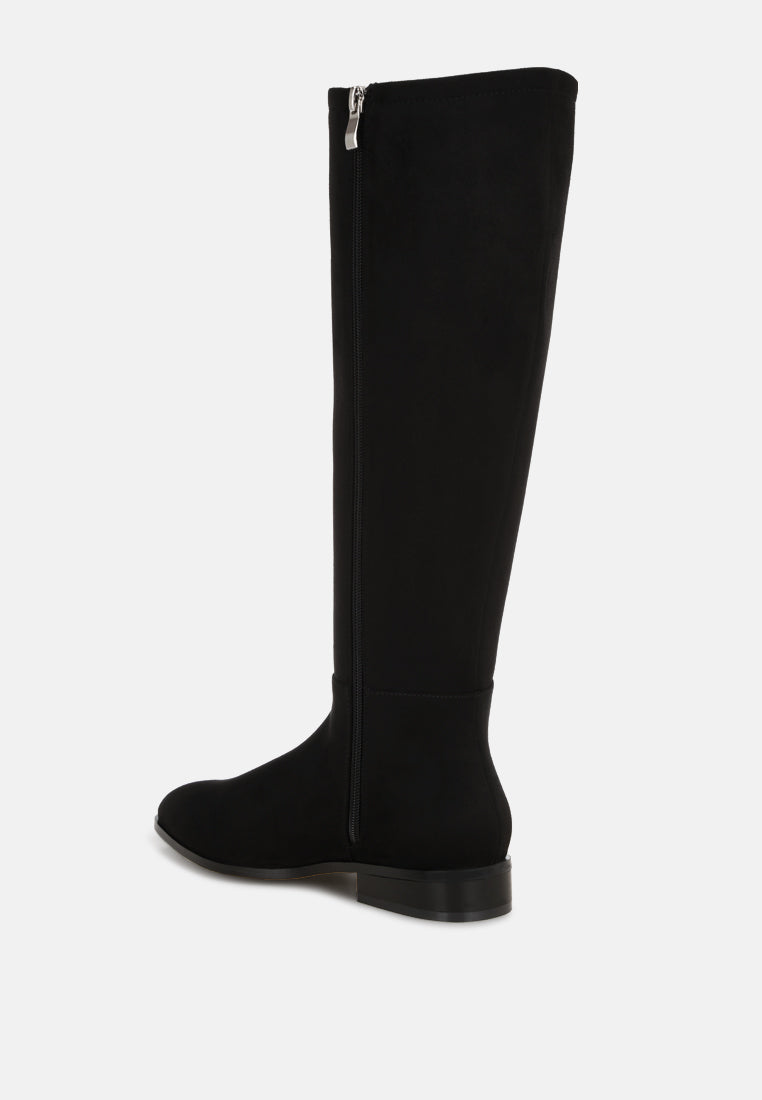 Quartet Low Heel Knee High Boots#color_black-suede