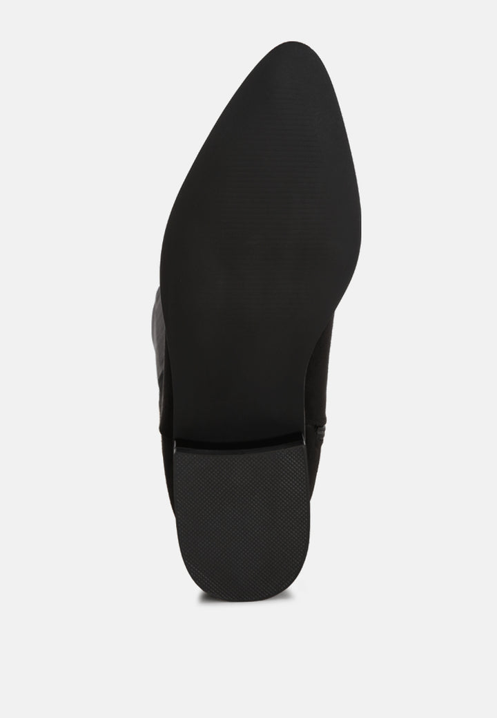Quartet Low Heel Knee High Boots#color_black-suede