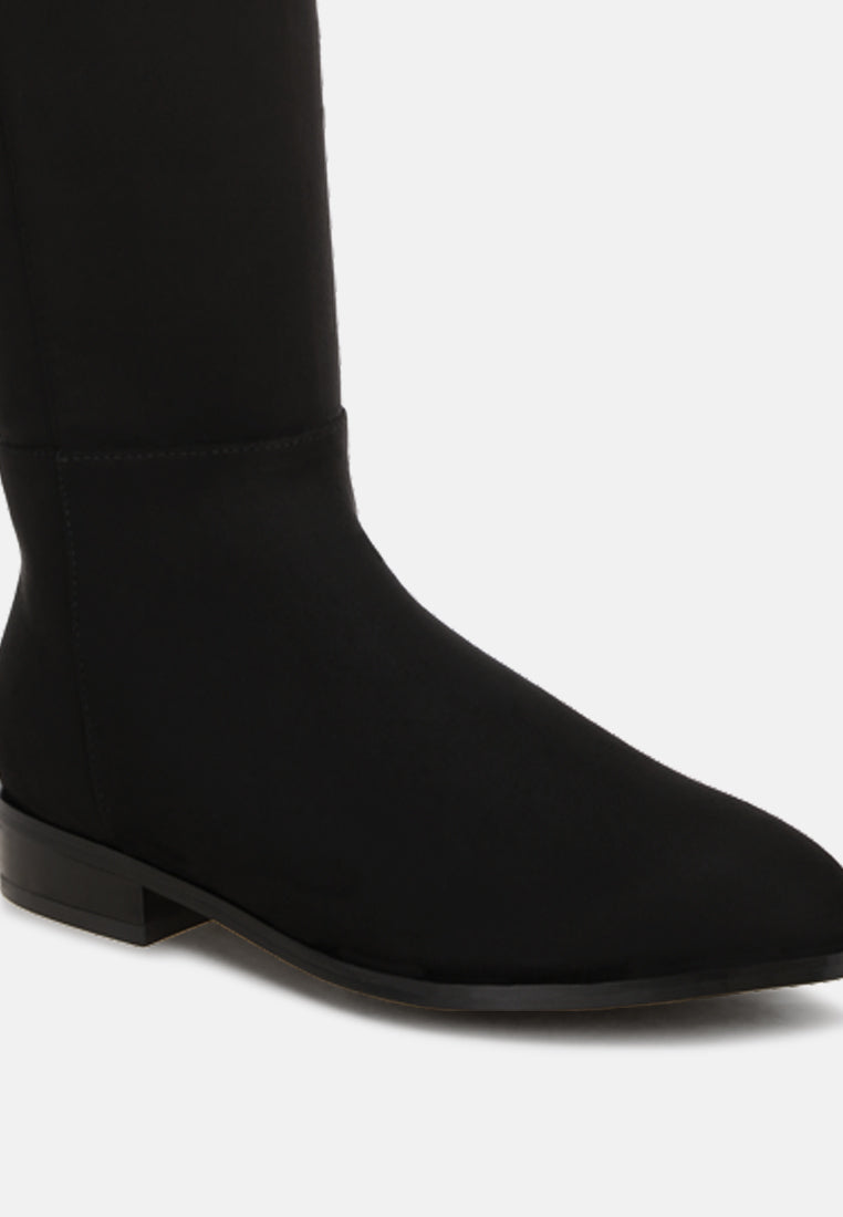 Quartet Low Heel Knee High Boots#color_black-suede