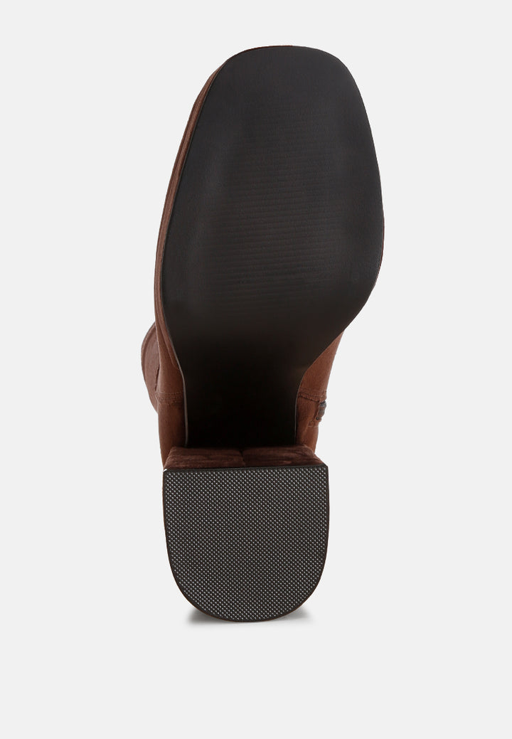 Antbera Elevated Square Toe Ankle Boots#color_brown-suede