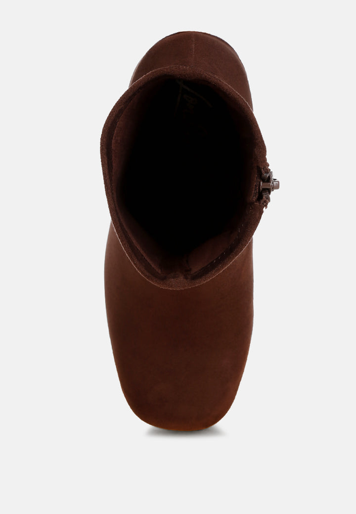 Antbera Elevated Square Toe Ankle Boots#color_brown-suede