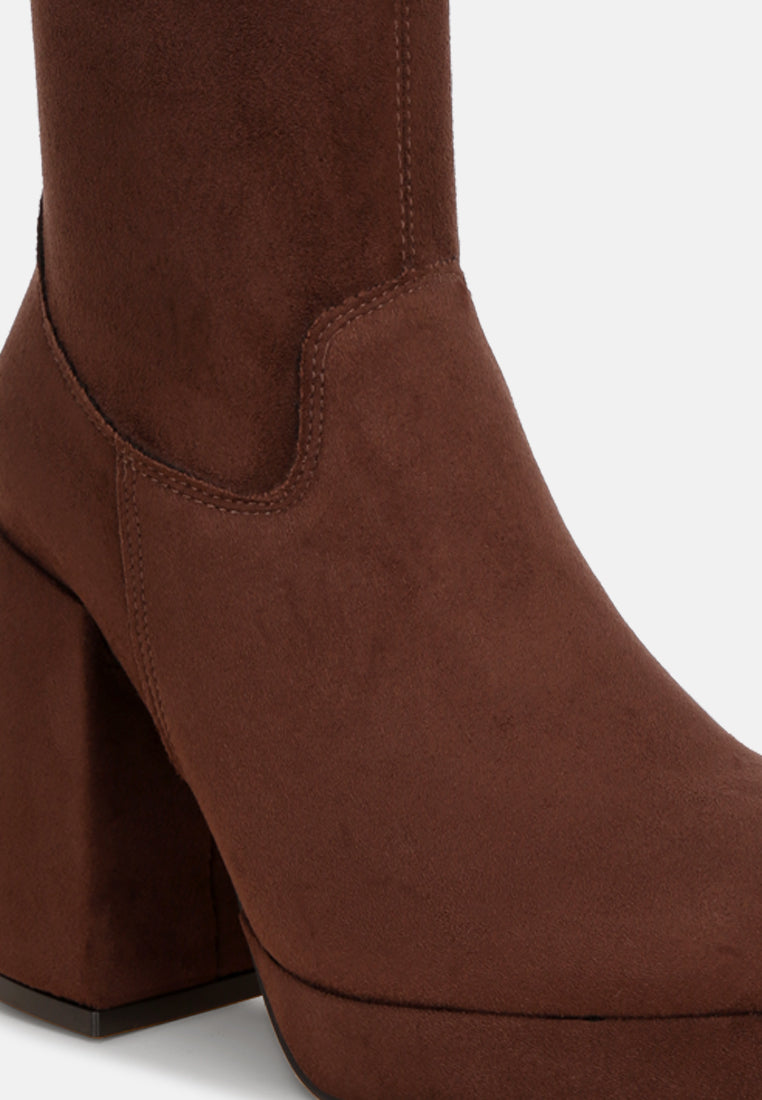 Antbera Elevated Square Toe Ankle Boots#color_brown-suede