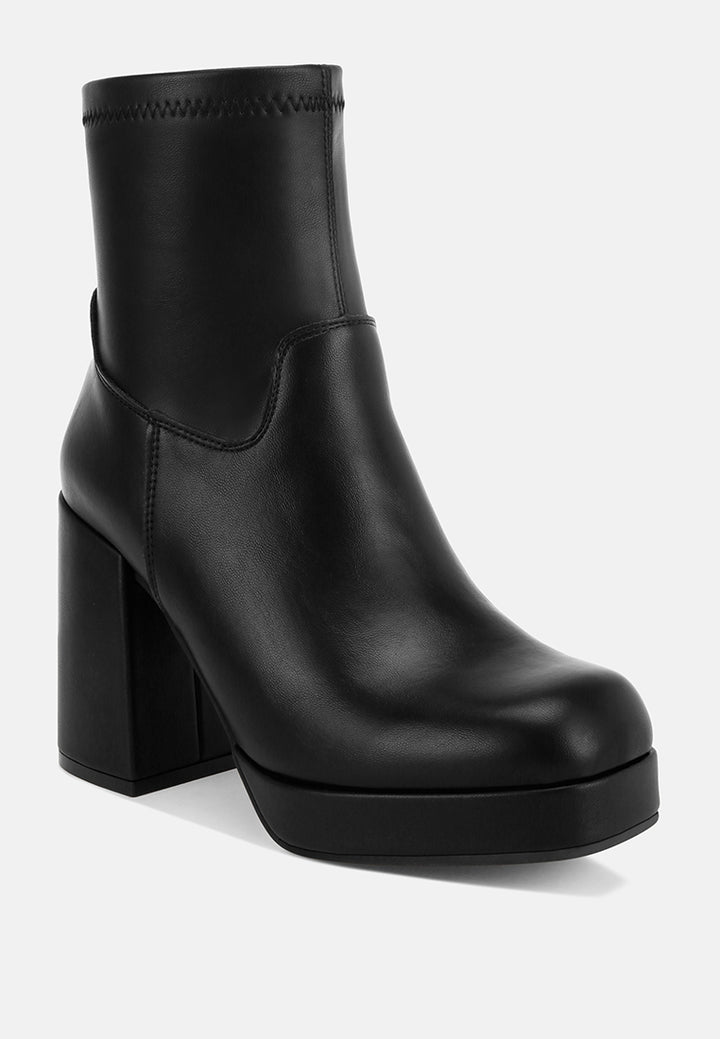 Antbera Elevated Square Toe Ankle Boots#color_black-smooth