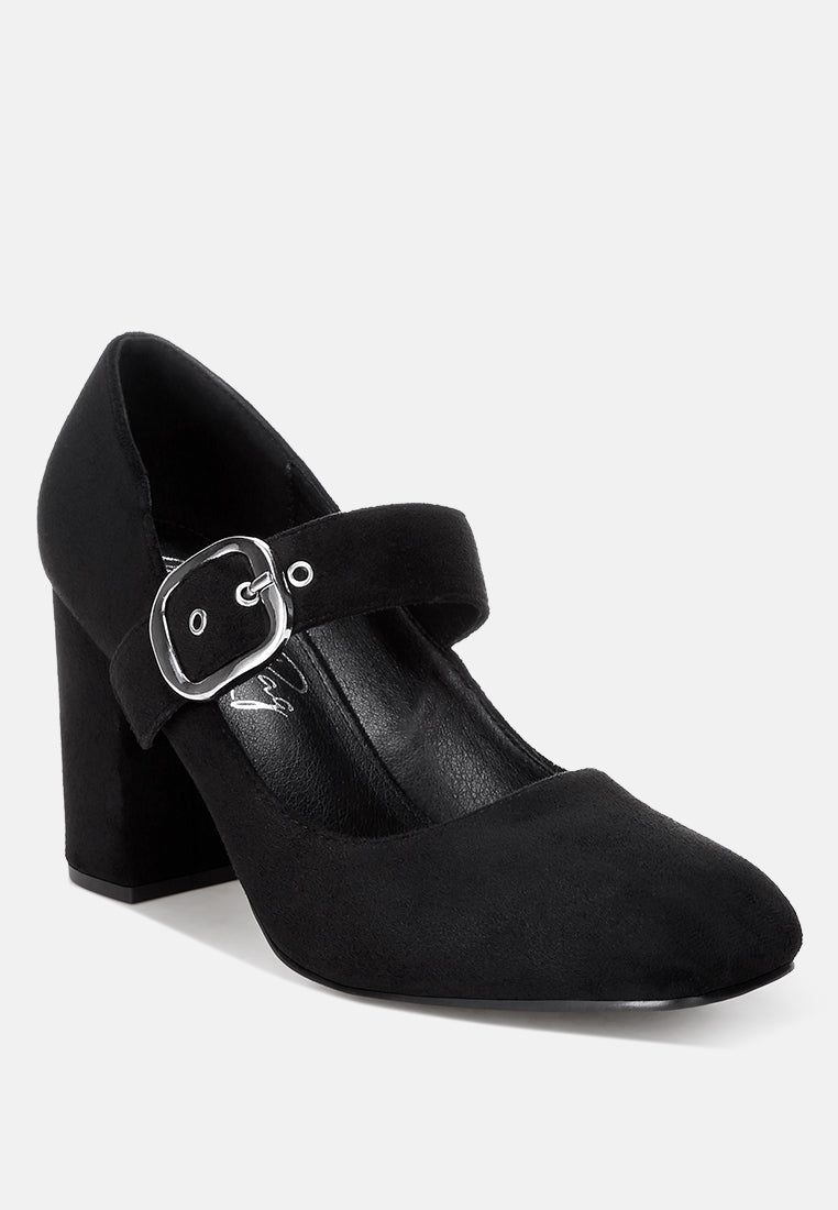 Mayuza Square Toe Strap Sandals#color_black-suede
