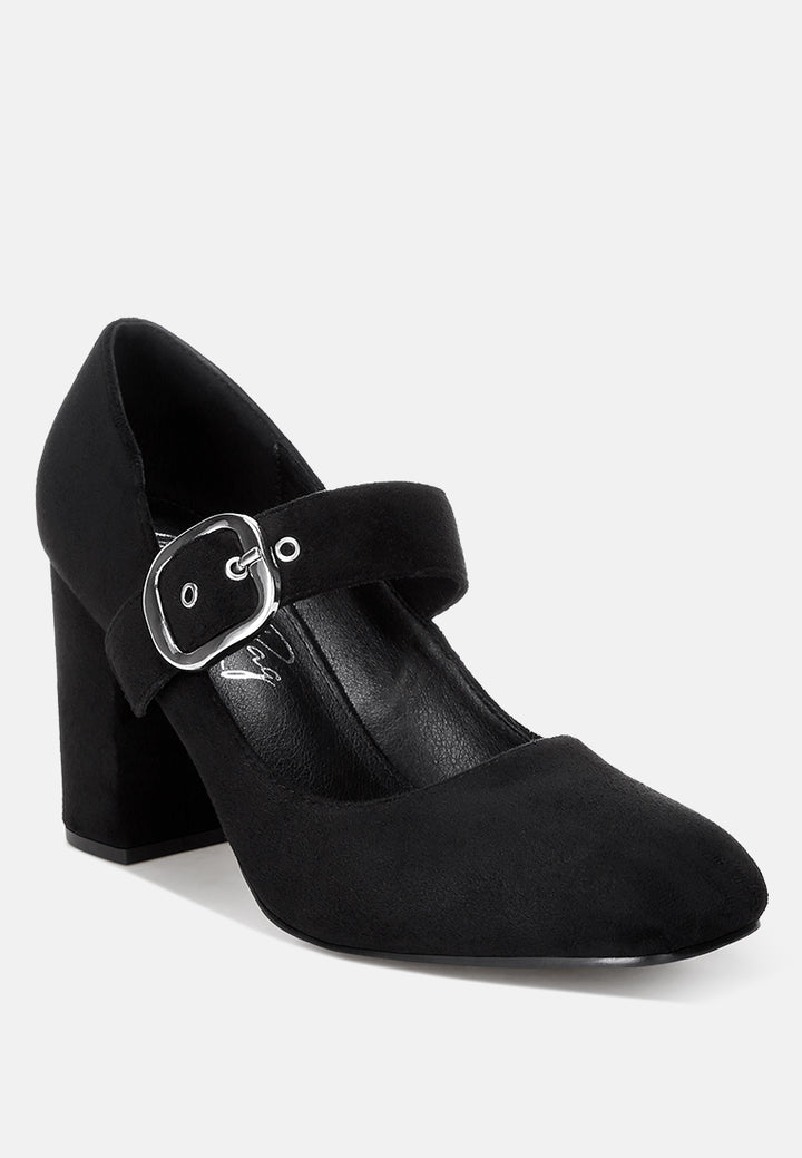 Mayuza Square Toe Strap Sandals#color_black-suede