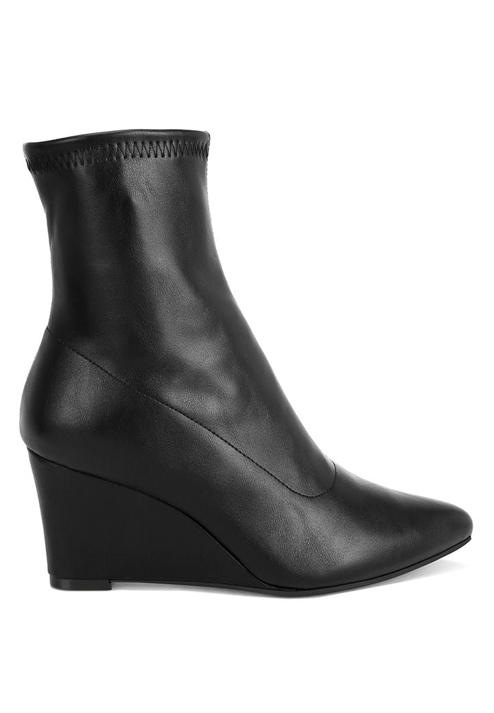 stretchable wedge boots#color_black-smooth