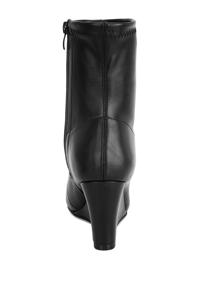 stretchable wedge boots#color_black-smooth