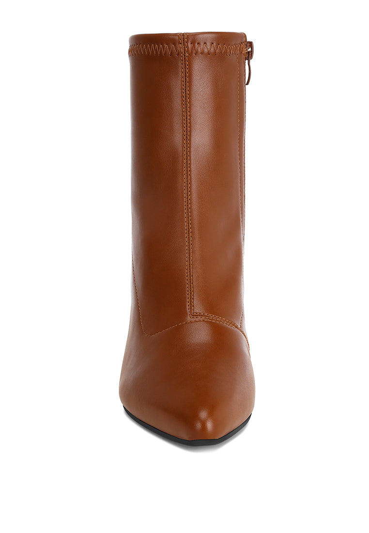 stretchable wedge boots#color_brown-smooth
