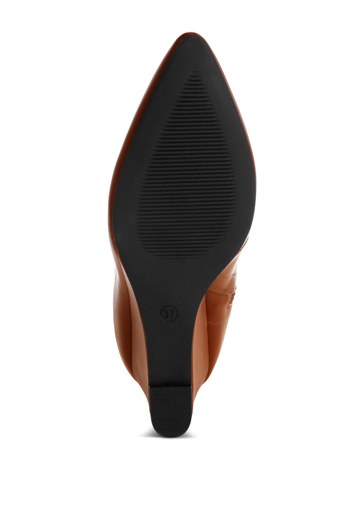 stretchable wedge boots#color_brown-smooth