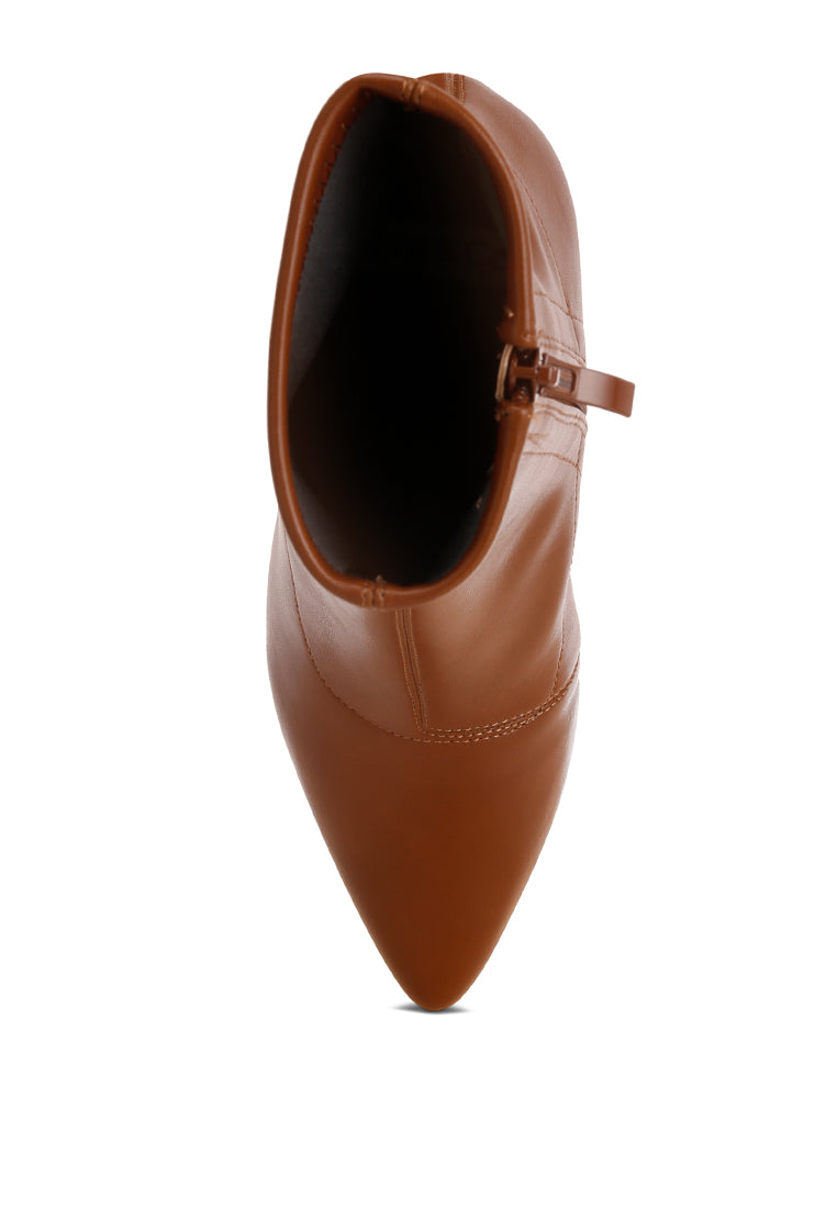 stretchable wedge boots#color_brown-smooth