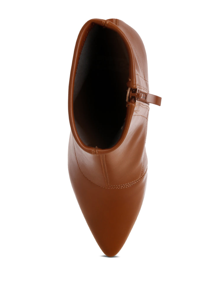 stretchable wedge boots#color_brown-smooth