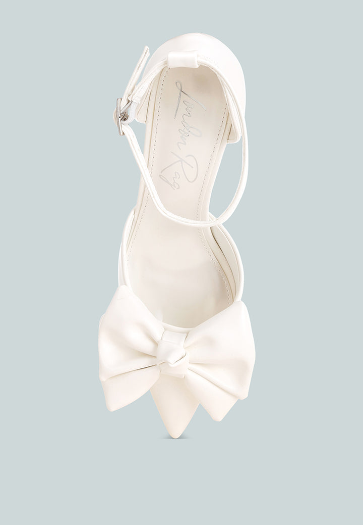 Papave Bow Detail Stiletto Heels#color_white-smooth