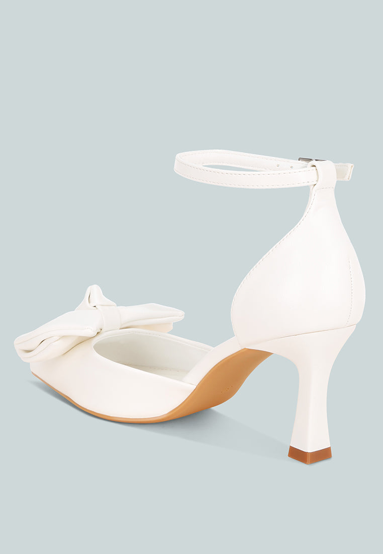 Papave Bow Detail Stiletto Heels#color_white-smooth
