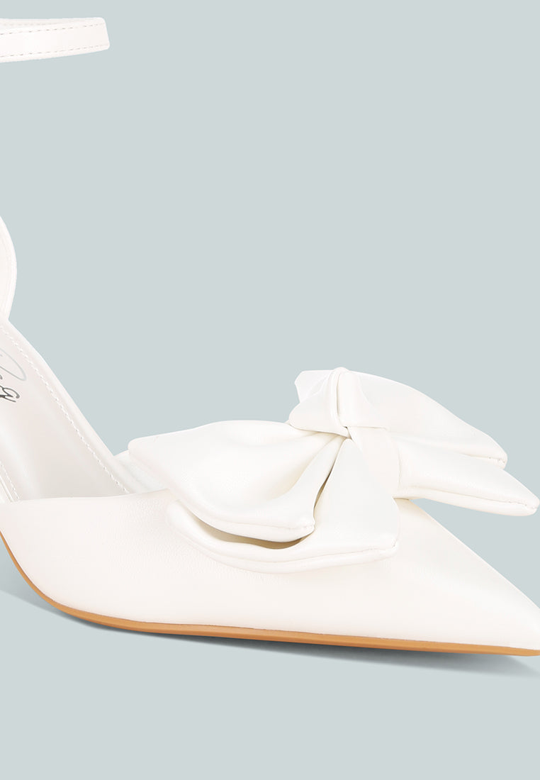 Papave Bow Detail Stiletto Heels#color_white-smooth