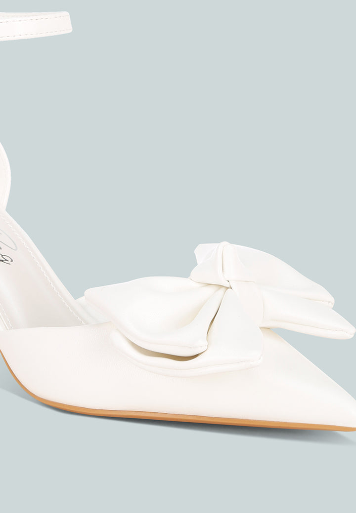 Papave Bow Detail Stiletto Heels#color_white-smooth