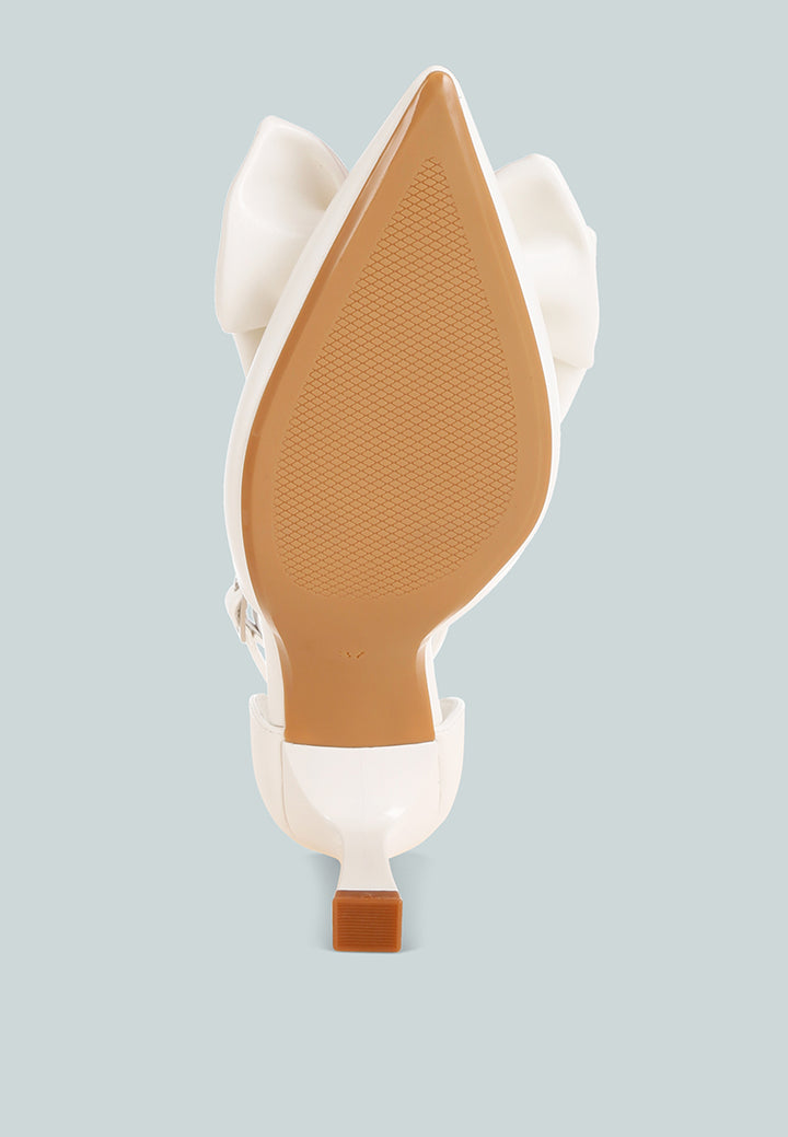 Papave Bow Detail Stiletto Heels#color_white-smooth