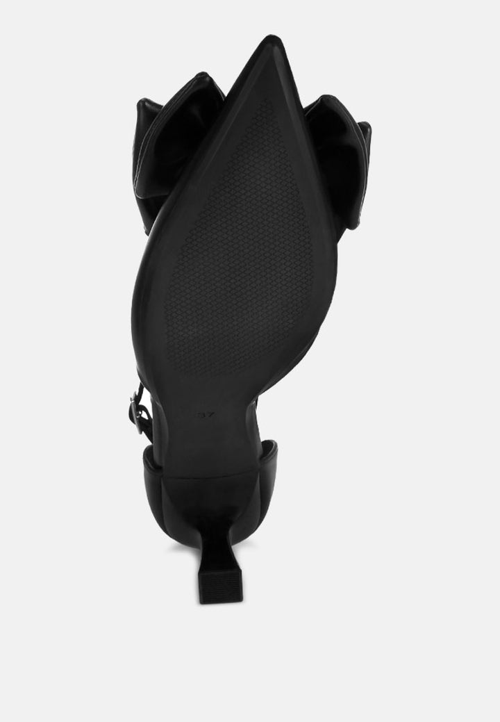 Papave Bow Detail Stiletto Heels#color_black-smooth