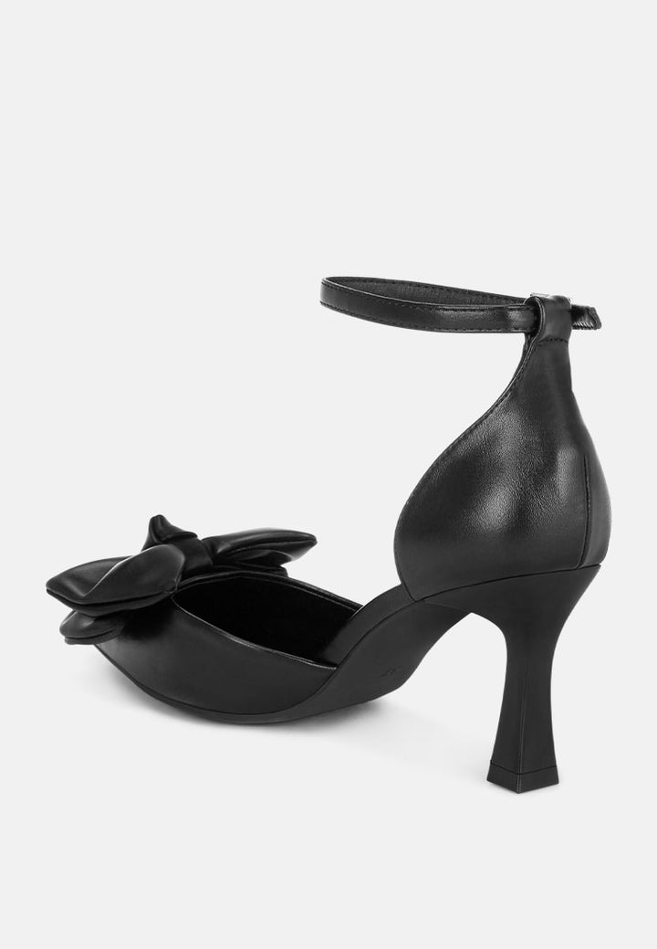 Papave Bow Detail Stiletto Heels#color_black-smooth