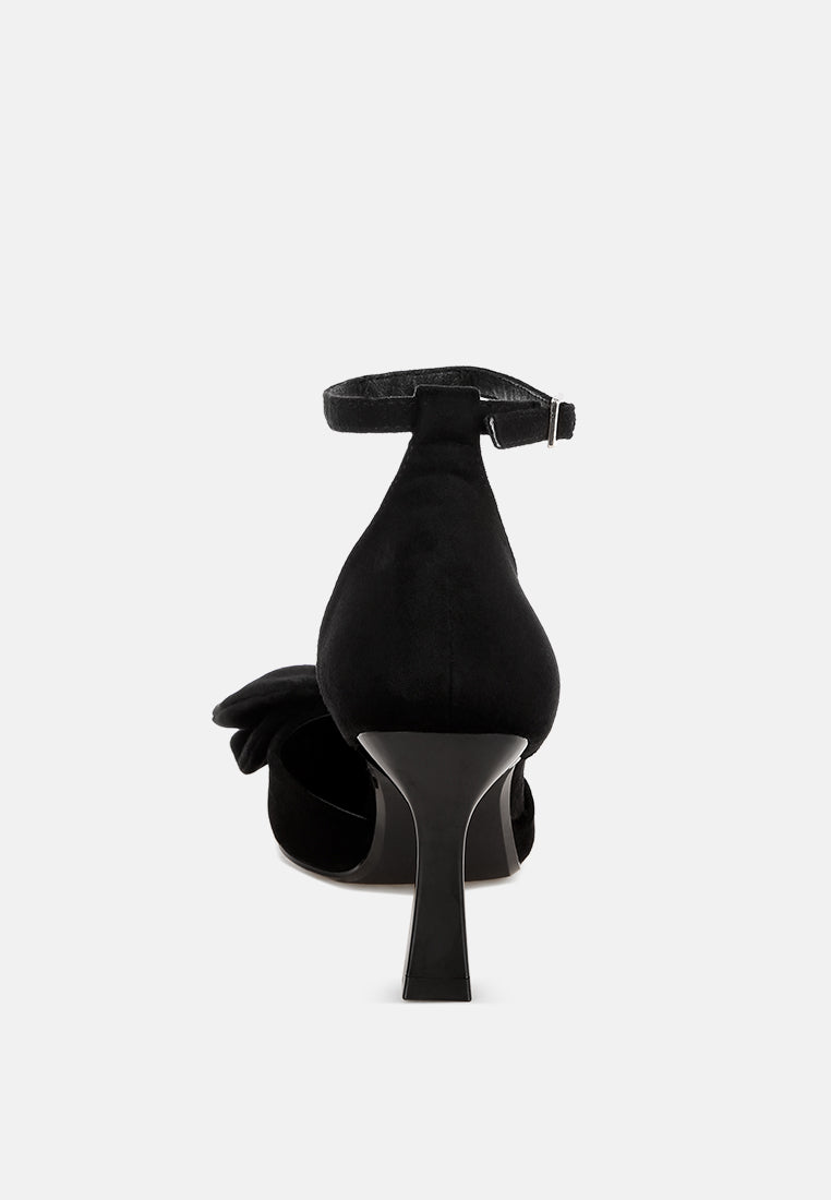 Papave Bow Detail Stiletto Heels#color_black-suede