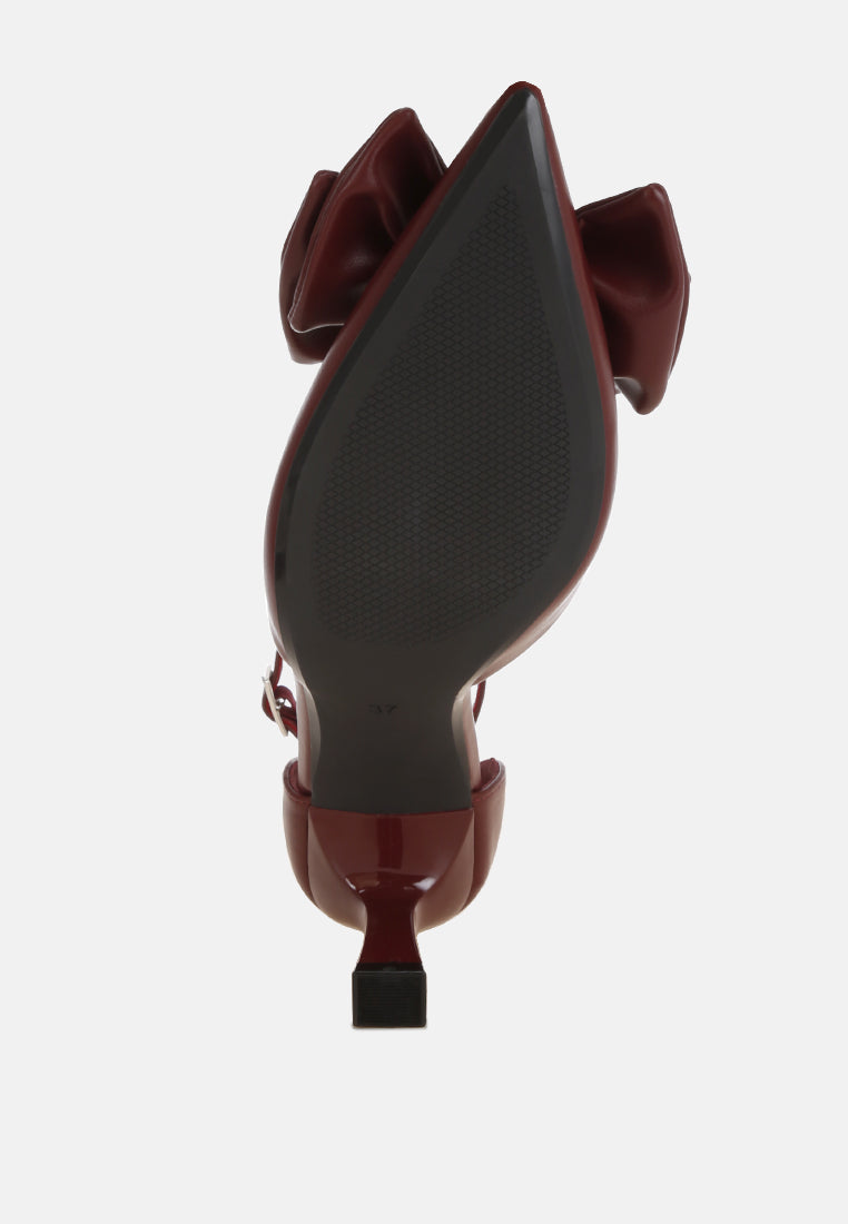 Papave Bow Detail Stiletto Heels#color_burgundy-smooth