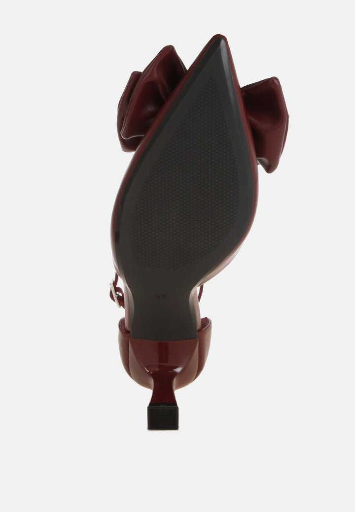 Papave Bow Detail Stiletto Heels#color_burgundy-smooth