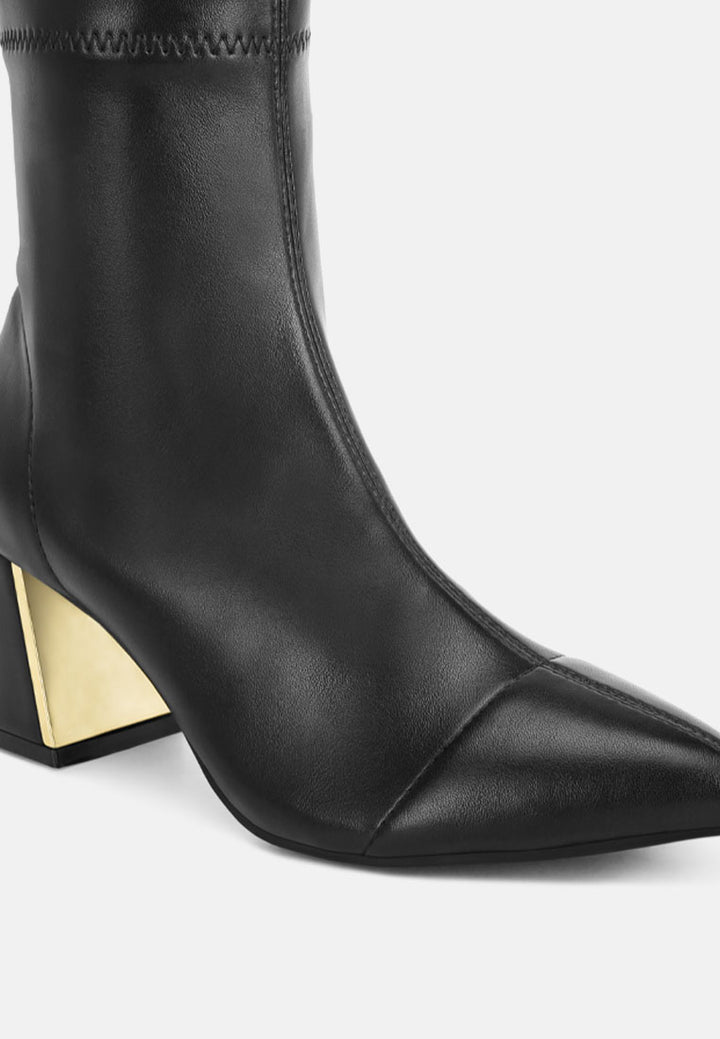 Easy Baddie Metallic Detail Stretchy Boots#color_black-smooth