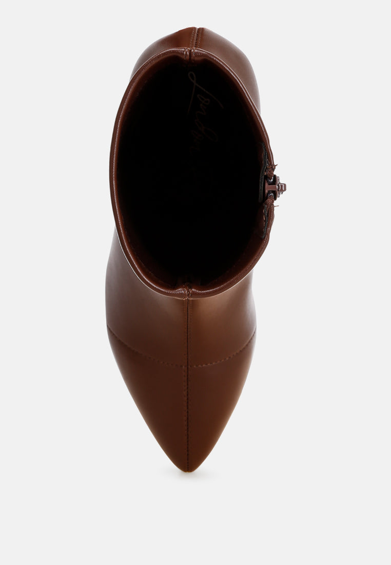 Easy Baddie Metallic Detail Stretchy Boots#color_brown-smooth