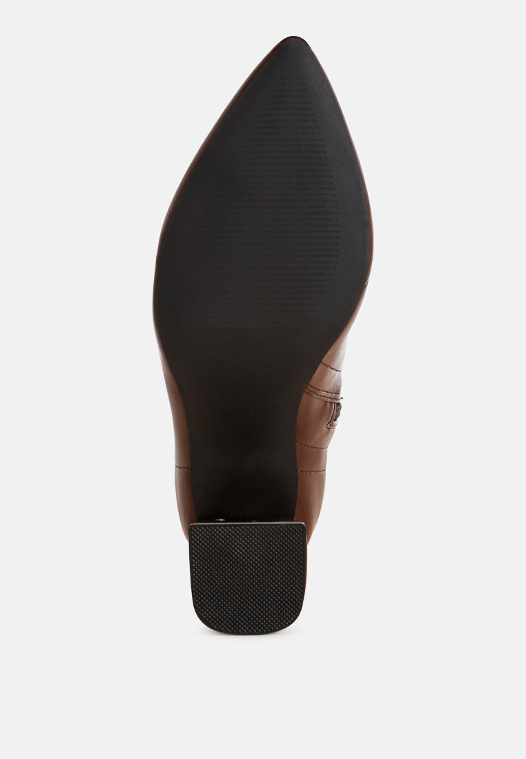 Easy Baddie Metallic Detail Stretchy Boots#color_brown-smooth