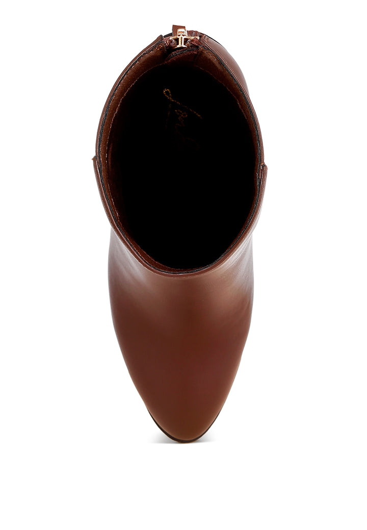 high block heel boots#color_brown-smooth