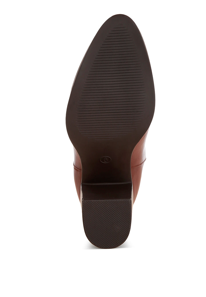 high block heel boots#color_brown-smooth