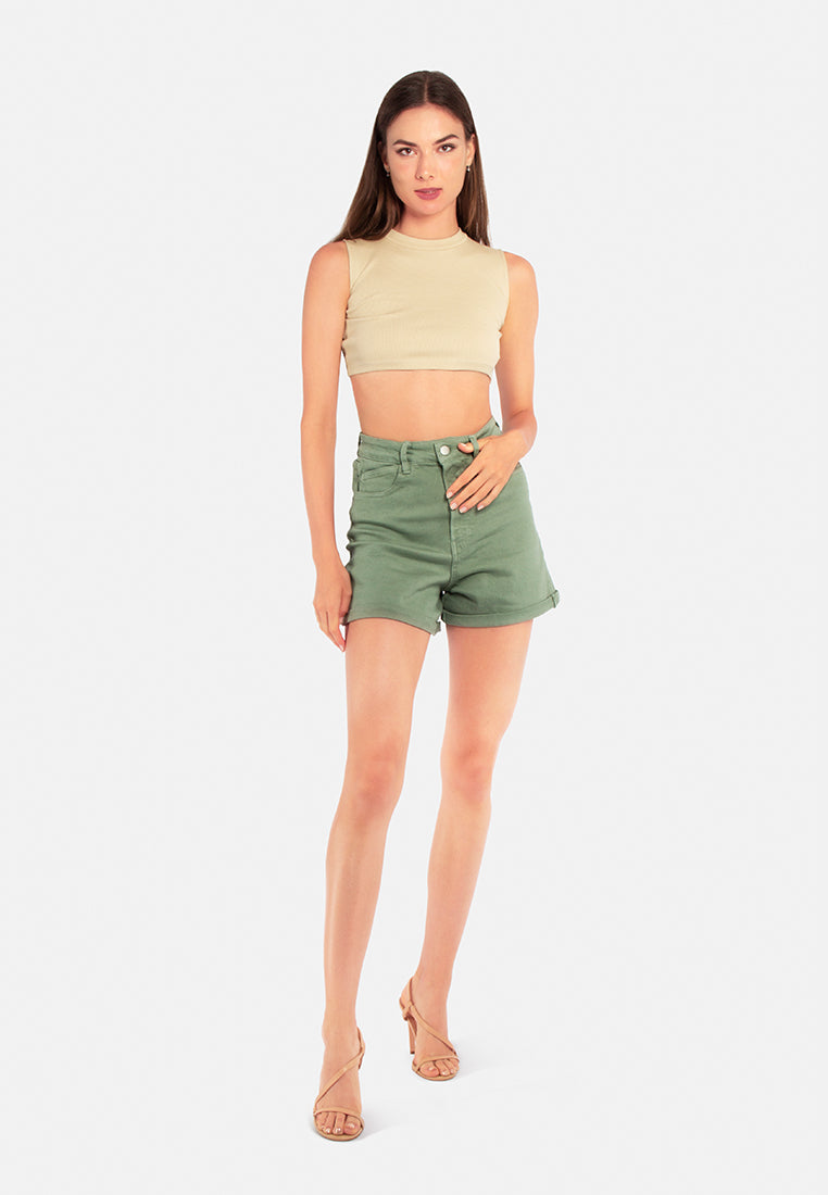 high waist shorts#color_green