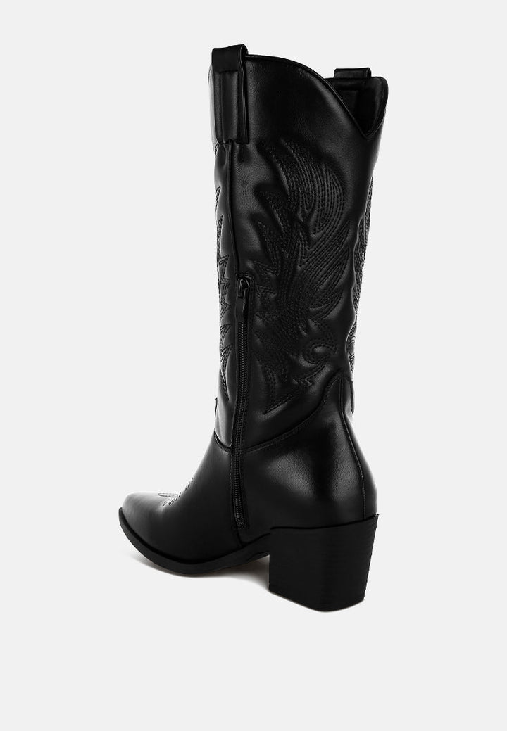 faux leather long cowboy boots by ruw#color_black