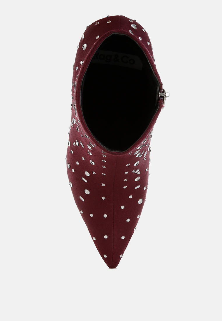 diamante embellished microfiber boots by ruw#color_burgundy