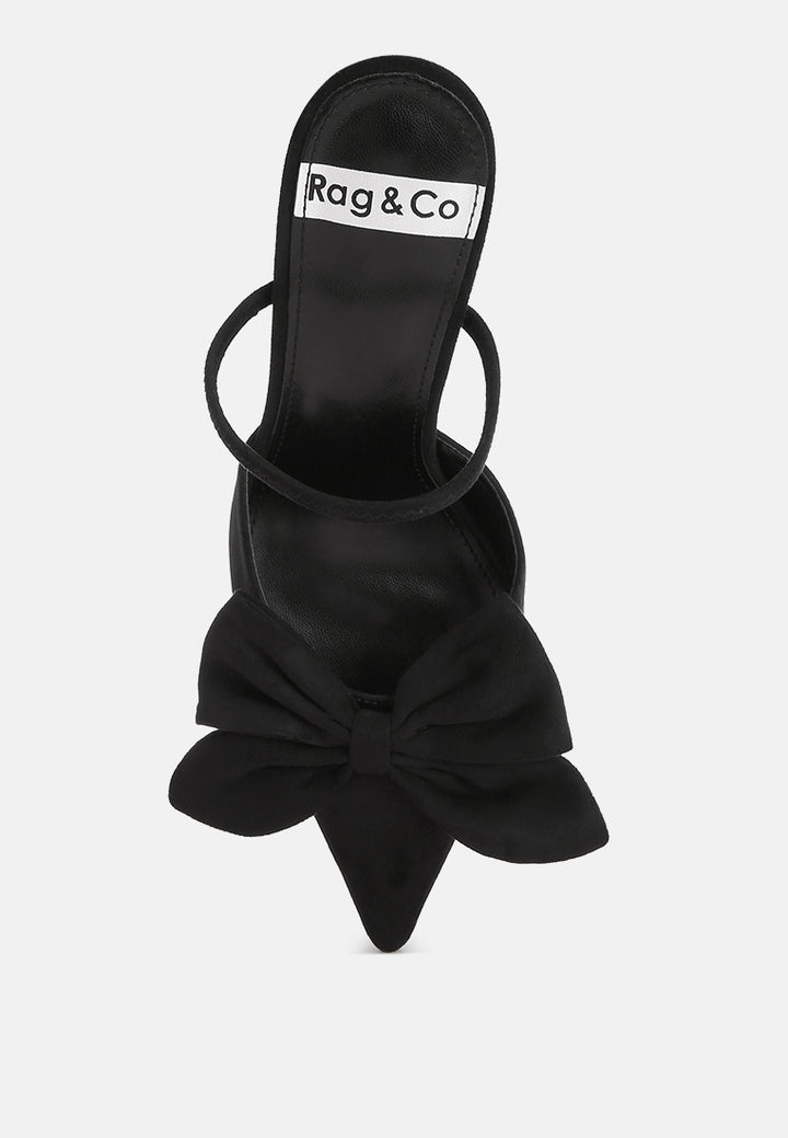 sanlina bow accent stiletto heel sandals#color_black-suede