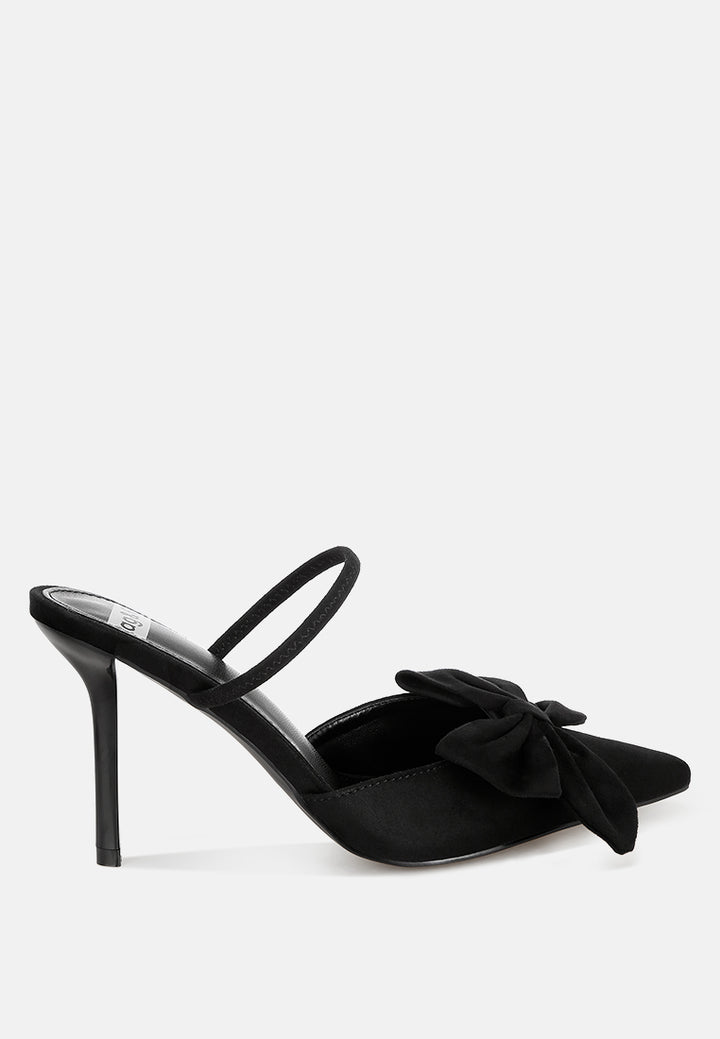 sanlina bow accent stiletto heel sandals#color_black-suede