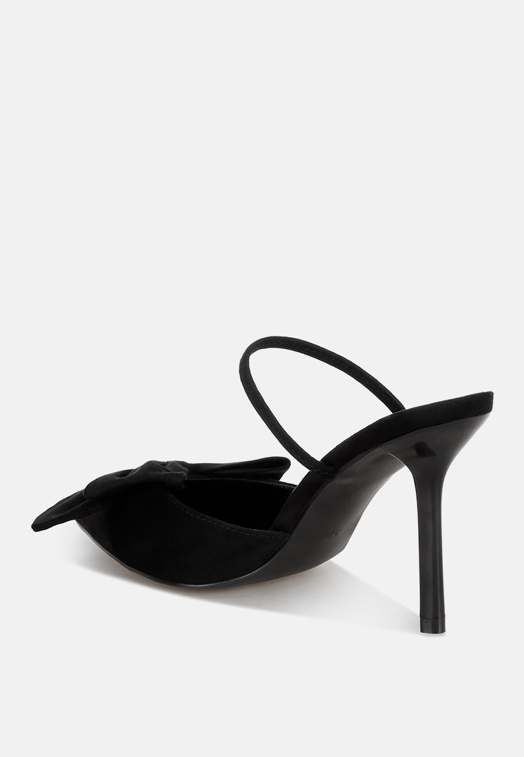 sanlina bow accent stiletto heel sandals#color_black-suede