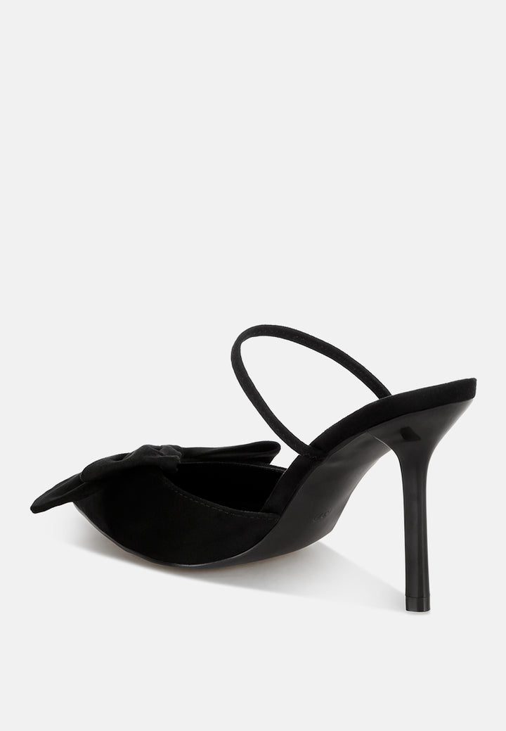 sanlina bow accent stiletto heel sandals#color_black-suede