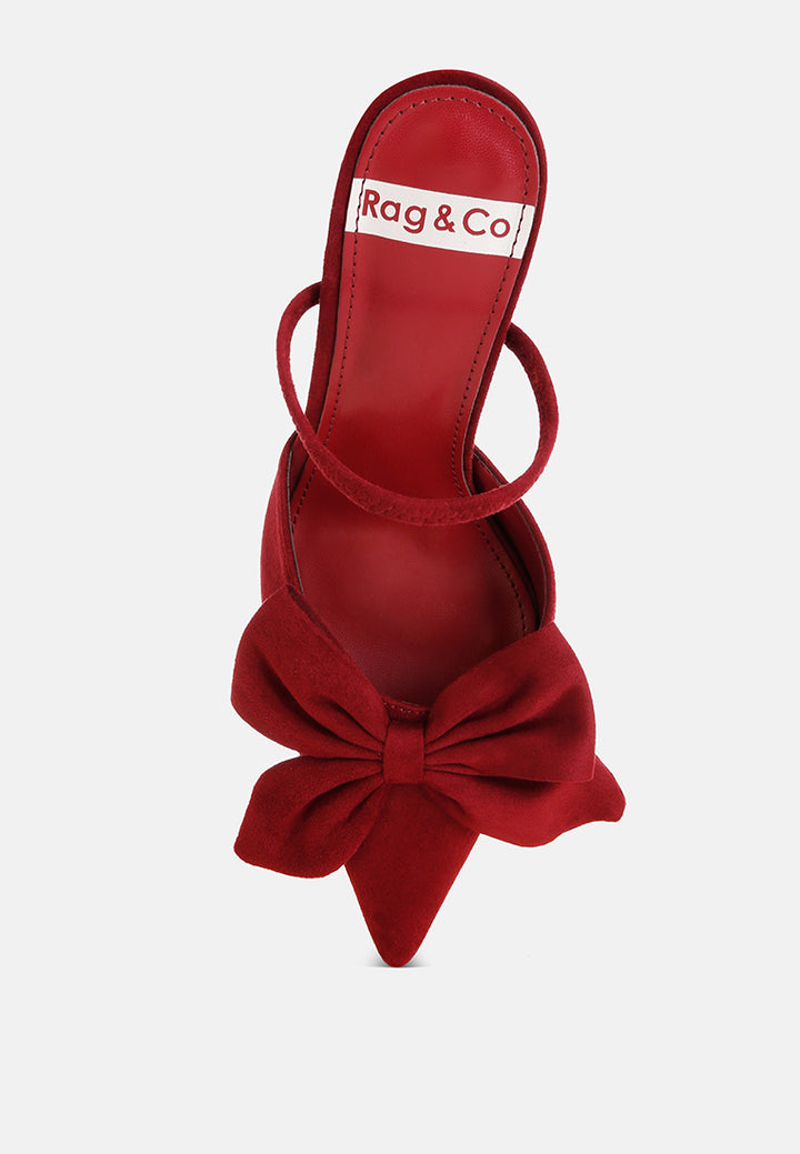 sanlina bow accent stiletto heel sandals#color_burgundy-suede