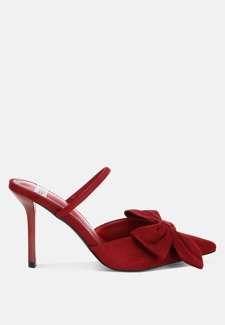 sanlina bow accent stiletto heel sandals#color_burgundy-suede