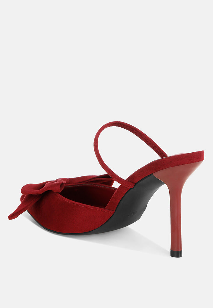 sanlina bow accent stiletto heel sandals#color_burgundy-suede