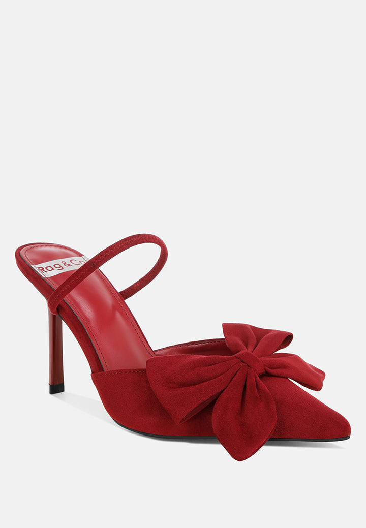 sanlina bow accent stiletto heel sandals#color_burgundy-suede