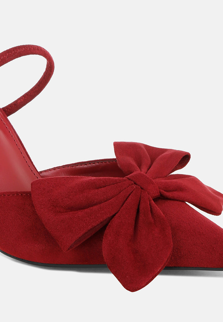 sanlina bow accent stiletto heel sandals#color_burgundy-suede