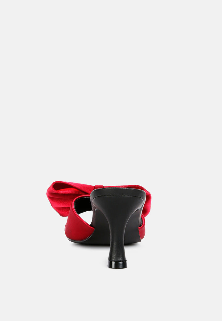 black satin bow kitten heel sandals#color_burgundy