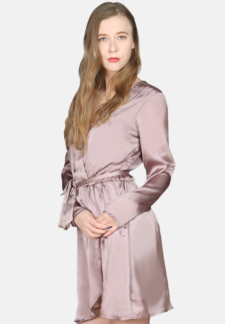 satin wrap dress#color_light pink